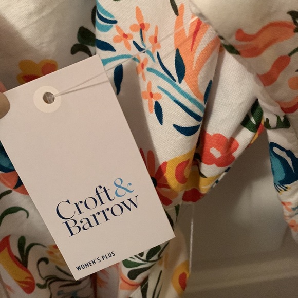 NWT Croft & Barrow beautiful floral fit&flare button up dress w/pockets size 3x - Picture 10 of 14